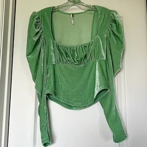 Free People mint green velvet top